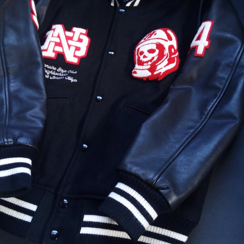 Billionaire Boys Club X Neighborhood 2018 Astro Skull Leather Varsity Jacket BBC - Picture 11 of 14